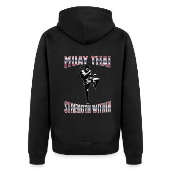 Muay Thai Boxing Muay Thai - Unisex Premium Bio Zip Hoodie - Schwarz - Hinten - Nico (187cm)
