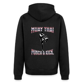 Muay Thai Boxing Muay Thai - Unisex Premium Organic Zip Hoodie - black - Back - Nico (187cm)