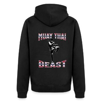 Muay Thai Boxing Muay Thai - Unisex Premium Organic Zip Hoodie - black - Back - Nico (187cm)