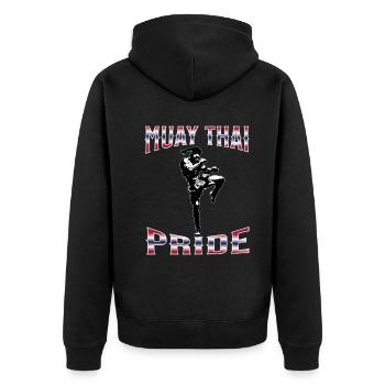 Muay Thai Boxing Muay Thai - Unisex Premium Bio Zip Hoodie - Schwarz - Hinten - Nico (187cm)