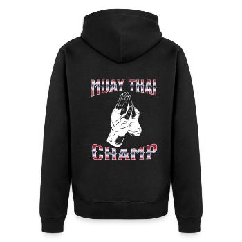Muay Thai Boxing Muay Thai - Unisex Premium Organic Zip Hoodie - black - Back - Nico (187cm)