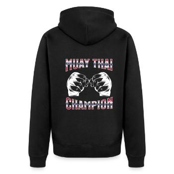 Muay Thai Boxing Muay Thai - Unisex Premium Bio Zip Hoodie - Schwarz - Hinten - Nico (187cm)