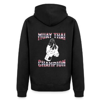 Muay Thai Boxing Muay Thai - Unisex Premium Bio Zip Hoodie - Schwarz - Hinten - Nico (187cm)