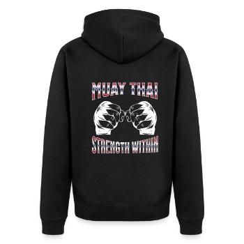 Muay Thai Boxing Muay Thai - Unisex Premium Organic Zip Hoodie - black - Back - Nico (187cm)