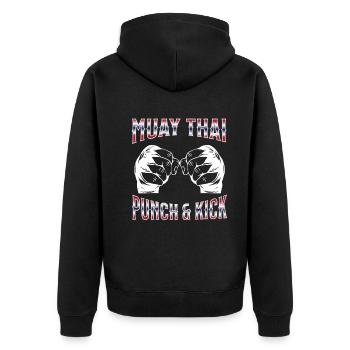 Muay Thai Boxing Muay Thai - Unisex Premium Bio Zip Hoodie - Schwarz - Hinten - Nico (187cm)