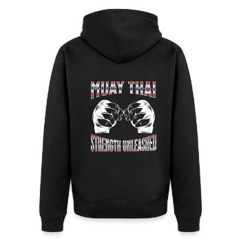Muay Thai Boxing Muay Thai - Unisex Premium Bio Zip Hoodie - Schwarz - Hinten - Nico (187cm)