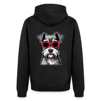 Cute Schnauzer Dog with Glasses II - Unisex Premium Organic Zip Hoodie - black - Back - Nico (187cm)