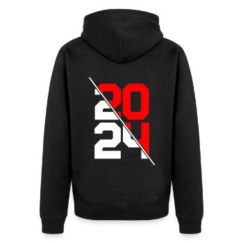 2024 year - Unisex Premium Organic Zip Hoodie - black - Back - Nico (187cm)