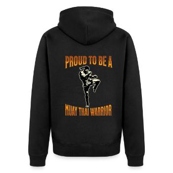 Muay Thai Boxing Muay Thai - Unisex Premium Bio Zip Hoodie - Schwarz - Hinten - Nico (187cm)