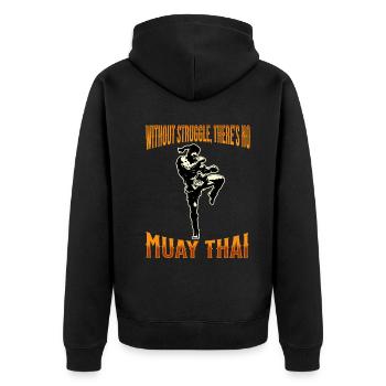 Muay Thai Boxing Muay Thai - Unisex Premium Bio Zip Hoodie - Schwarz - Hinten - Nico (187cm)