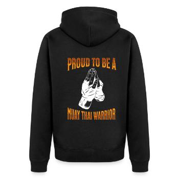 Muay Thai Boxing Muay Thai - Unisex Premium Bio Zip Hoodie - Schwarz - Hinten - Nico (187cm)