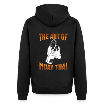 Muay Thai Boxing Muay Thai - Unisex Premium Bio Zip Hoodie - Schwarz - Hinten - Nico (187cm)