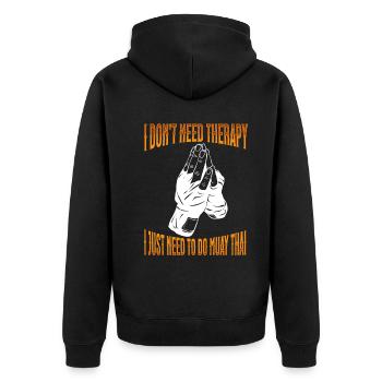 Muay Thai Boxing Muay Thai - Unisex Premium Bio Zip Hoodie - Schwarz - Hinten - Nico (187cm)