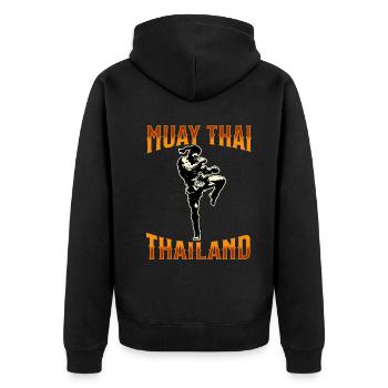 Muay Thai Boxing Muay Thai - Unisex Premium Bio Zip Hoodie - Schwarz - Hinten - Nico (187cm)