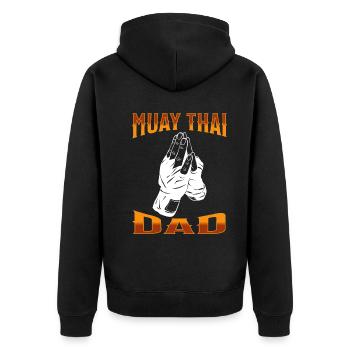 Muay Thai Boxing Muay Thai - Unisex Premium Bio Zip Hoodie - Schwarz - Hinten - Nico (187cm)
