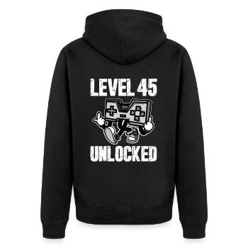 45 Birthday Level 45 Unlocked Anniversary 45 Years - Unisex Premium Organic Zip Hoodie - black - Back - Nico (187cm)