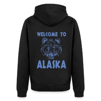 Welcome to Alaska - Unisex Premium Bio Zip Hoodie - Schwarz - Hinten - Nico (187cm)