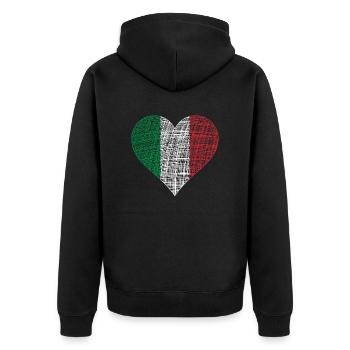 Italien Herz I love Italy - Unisex Premium Bio Zip Hoodie - Schwarz - Hinten - Nico (187cm)