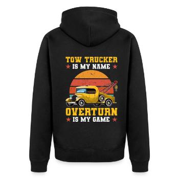 Abschleppwagen | Abschlepper Auto Panne Geschenke - Unisex Premium Bio Zip Hoodie - Schwarz - Hinten - Nico (187cm)