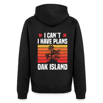Oak Island Metalldetektor | Schatzsucher Geschenk - Unisex Premium Bio Zip Hoodie - Schwarz - Hinten - Nico (187cm)