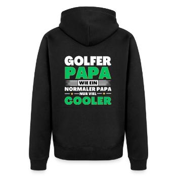 Golfer Papa wie ein normaler nur viel cooler - Unisex Premium Bio Zip Hoodie - Schwarz - Hinten - Nico (187cm)