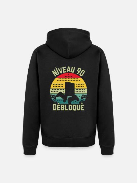 Level 90 Unlocked - Unisex Premium Organic Zip Hoodie - black