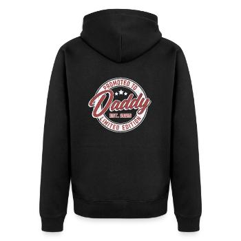 Promotion à papa 2025 - Veste à capuche bio Premium Unisexe - noir - Dos - Nico (187cm)