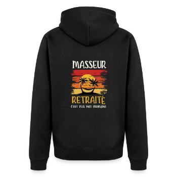 masseur retraité - Veste à capuche bio Premium Unisexe - noir - Dos - Nico (187cm)