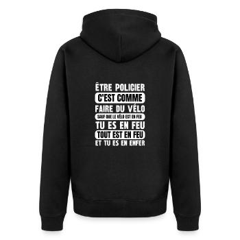 être policier - Veste à capuche bio Premium Unisexe - noir - Dos - Nico (187cm)