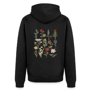 Wildblumen - Unisex Premium Bio Zip Hoodie - Schwarz - Hinten - Nico (187cm)