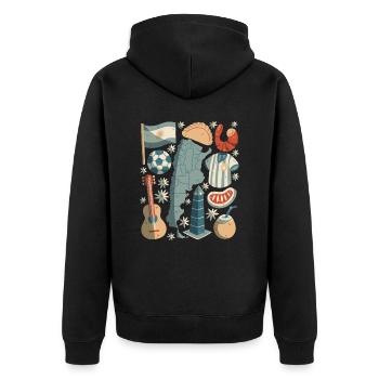Argentinien - Unisex Premium Bio Zip Hoodie - Schwarz - Hinten - Nico (187cm)