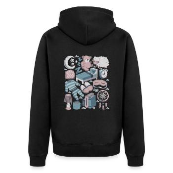 Bedtime Good Night Sleep Fatigue Bed - Unisex Premium Organic Zip Hoodie - black - Back - Nico (187cm)
