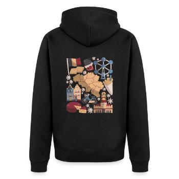 Belgium - Unisex Premium Organic Zip Hoodie - black - Back - Nico (187cm)