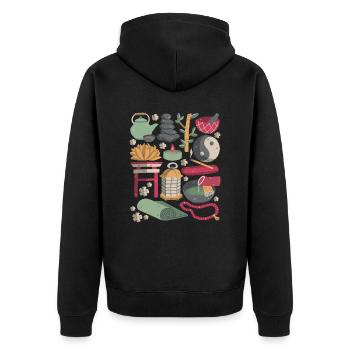 Zen Meditation - Unisex Premium Organic Zip Hoodie - black - Back - Nico (187cm)