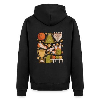 Bowling - Unisex Premium Bio Zip Hoodie - Schwarz - Hinten - Nico (187cm)