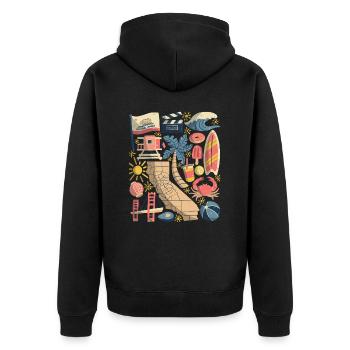 Kalifornien - Unisex Premium Bio Zip Hoodie - Schwarz - Hinten - Nico (187cm)