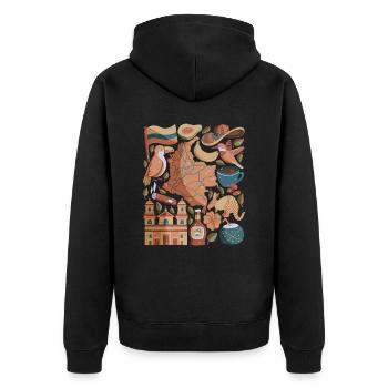 Kolumbien - Unisex Premium Bio Zip Hoodie - Schwarz - Hinten - Nico (187cm)