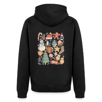 Weihnachten - Unisex Premium Bio Zip Hoodie - Schwarz - Hinten - Nico (187cm)