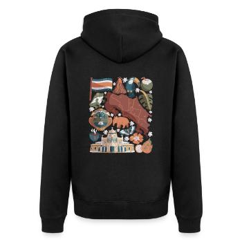 Costa Rica - Unisex Premium Bio Zip Hoodie - Schwarz - Hinten - Nico (187cm)
