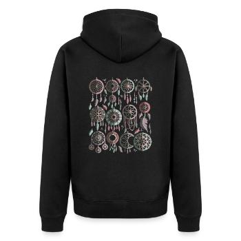 Traumfänger - Unisex Premium Bio Zip Hoodie - Schwarz - Hinten - Nico (187cm)