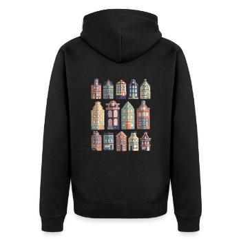 Dutch Houses - Unisex Premium Organic Zip Hoodie - black - Back - Nico (187cm)