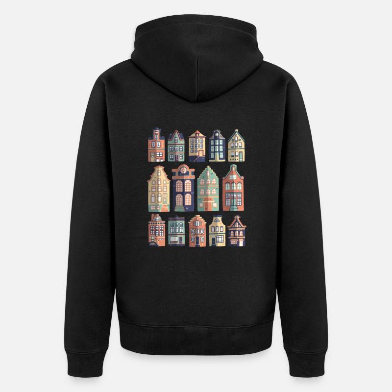 Holländische Häuser - Unisex Premium Bio Zip Hoodie - Schwarz