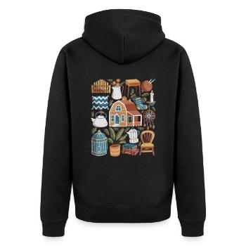 Cottage Maison de Campagne Hygge - Veste à capuche bio Premium Unisexe - noir - Dos - Nico (187cm)
