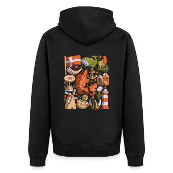 Dänemark - Unisex Premium Bio Zip Hoodie - Schwarz - Hinten - Nico (187cm)