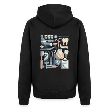 Zahnarzt - Unisex Premium Bio Zip Hoodie - Schwarz - Hinten - Nico (187cm)