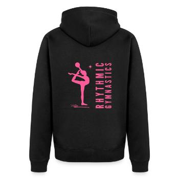 Rhythmic Gymnastics Gymnastik Gymnastin mit Ball - Unisex Premium Bio Zip Hoodie - Schwarz - Hinten - Nico (187cm)