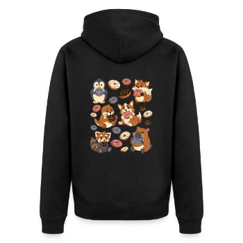 Donut: Capybara, Fox, Corgi, Otter, Penguin - Unisex Premium Organic Zip Hoodie - black - Back - Nico (187cm)