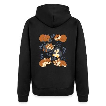 Sleeping animals: capybara, fox, corgi, otter - Unisex Premium Organic Zip Hoodie - black - Back - Nico (187cm)