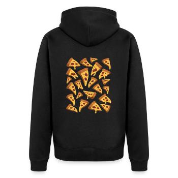 Pizza - Unisex Premium Bio Zip Hoodie - Schwarz - Hinten - Nico (187cm)