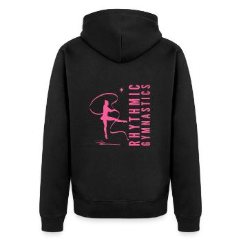 Rhythmic Gymnastics Gymnastik Gymnastin mit Band - Unisex Premium Bio Zip Hoodie - Schwarz - Hinten - Nico (187cm)